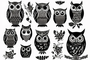 Owl black tattoo idea