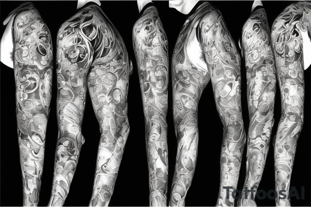 Universe, DNA, Music full sleeve tattoo idea