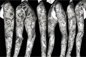 Universe, DNA, Music full sleeve tattoo idea