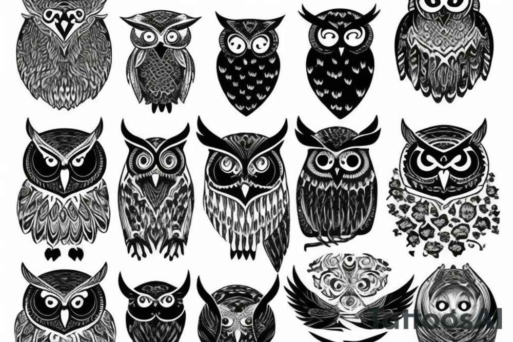 Owl black and tiger black tattoo idea