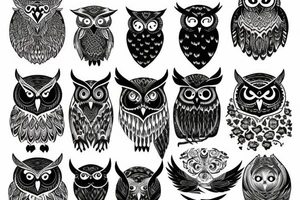 Owl black and tiger black tattoo idea