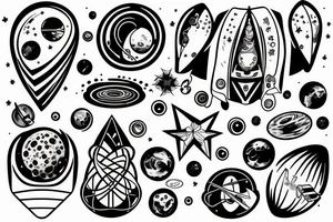 Universe, DNA, spaceman music 
full sleeve tattoo idea