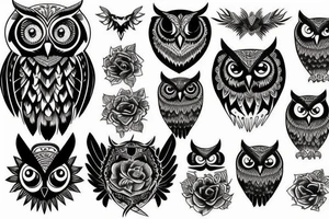 Owl black and tiger black together tattoo idea