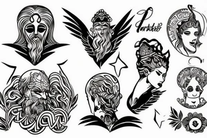 Greek God sitting facing away tattoo idea