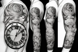 Greek Mythology with a Roman numerals clock merged together Poseidon tattoo idea