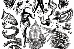 Greek God waking into water tattoo idea
