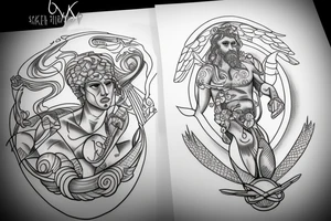 Greek God waking into water tattoo idea