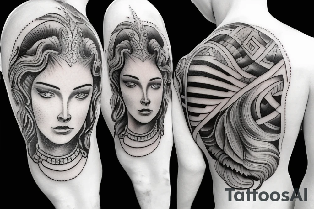 Greek God waking into water tattoo idea