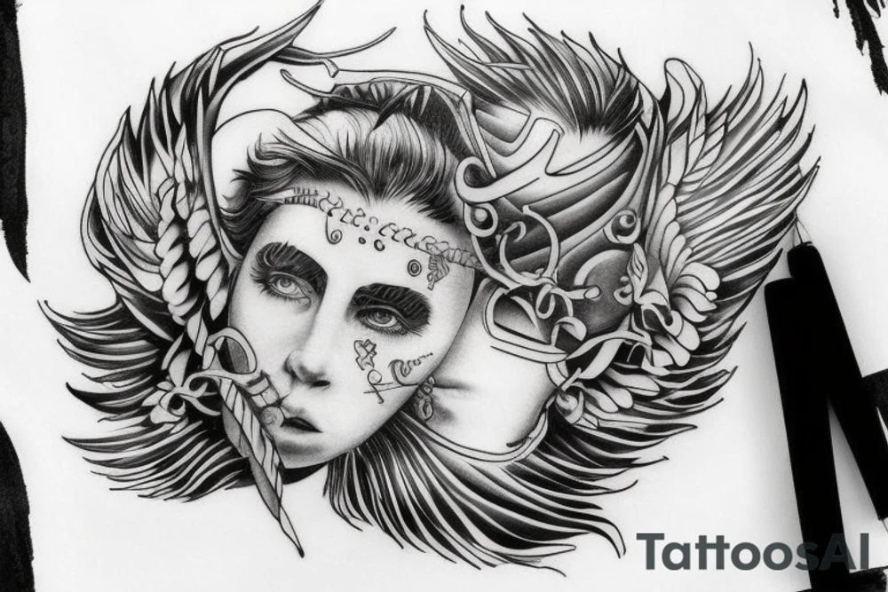 Greek God waking into water tattoo idea
