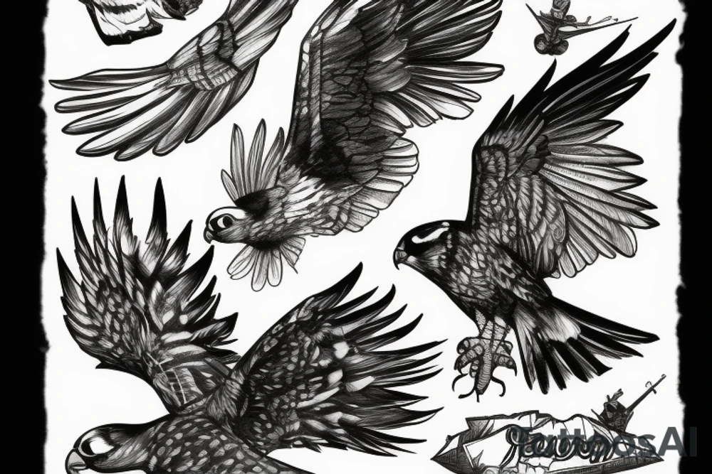 Falcon on mountain Cliff tattoo idea