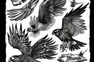 Falcon on mountain Cliff tattoo idea