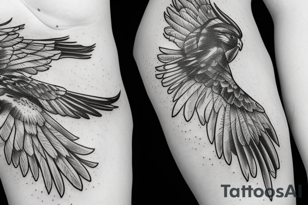 Falcon on mountain Cliff tattoo idea
