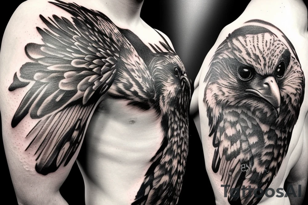 Falcon on mountain Cliff tattoo idea