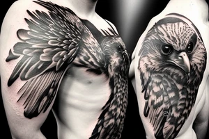Falcon on mountain Cliff tattoo idea