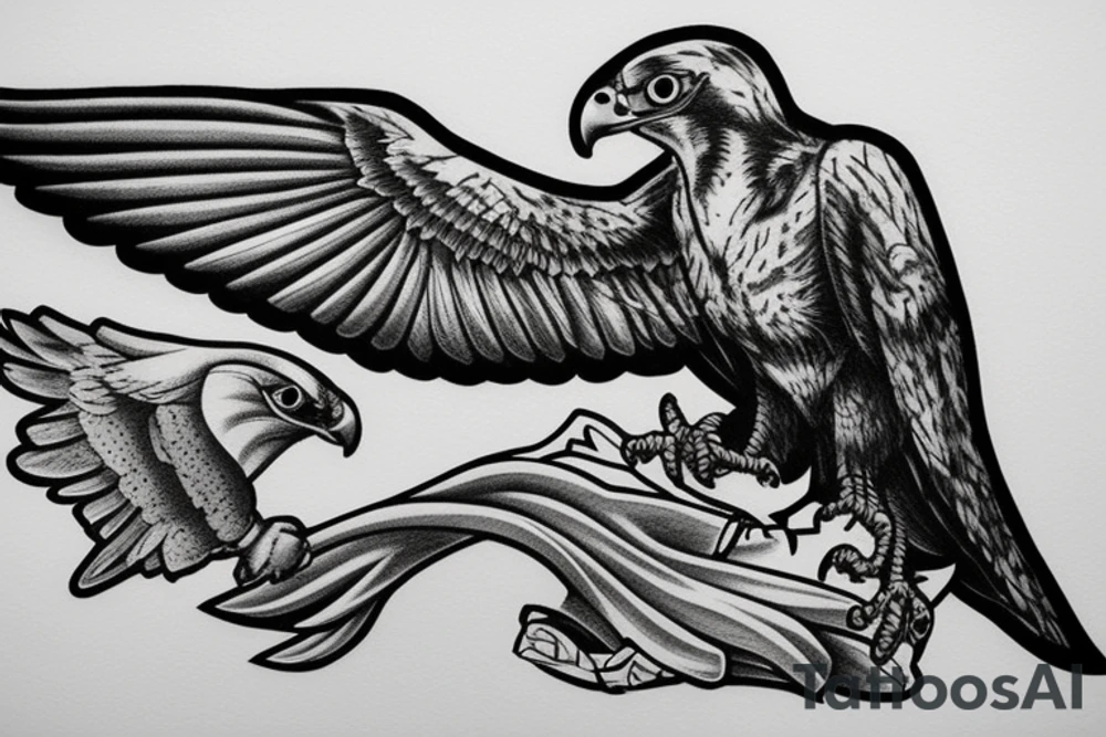 Falcon on mountain Cliff tattoo idea