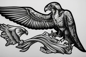 Falcon on mountain Cliff tattoo idea