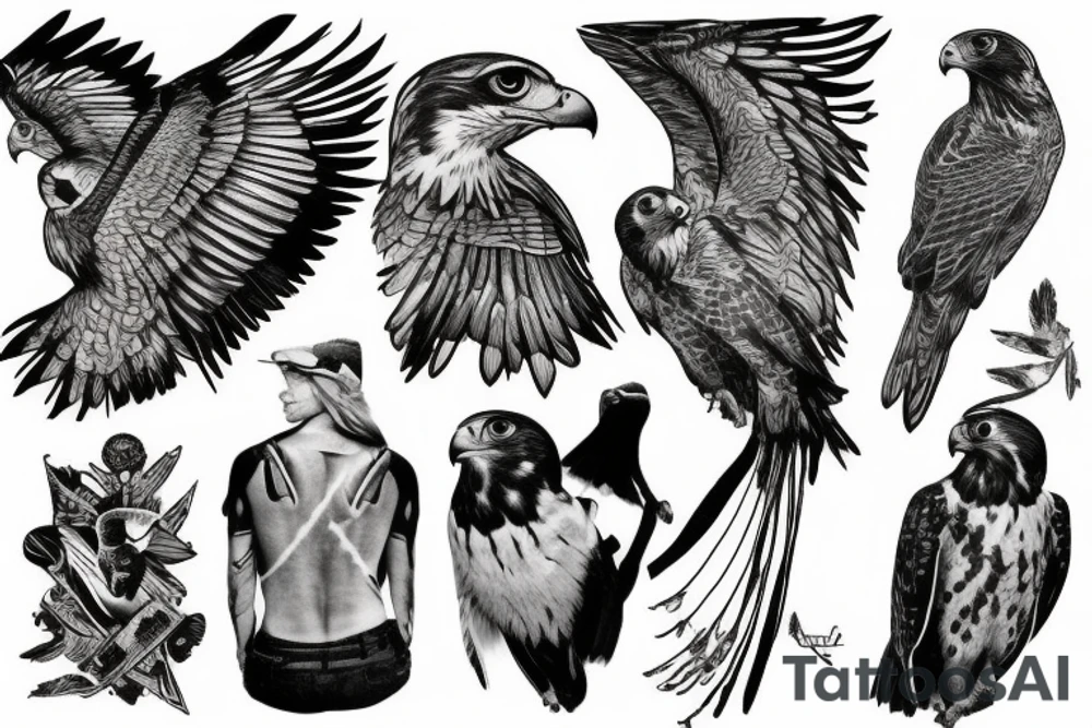 Falcon on mountain Cliff tattoo idea