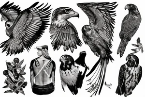 Falcon on mountain Cliff tattoo idea
