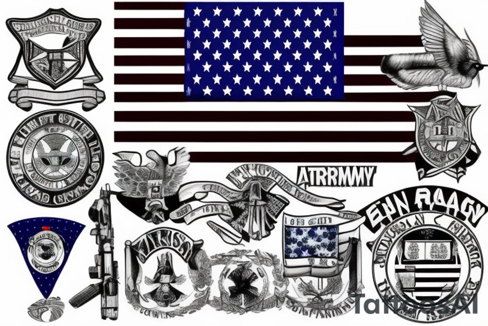 Us Army signal corp with American flag in the back ground tattoo idea
