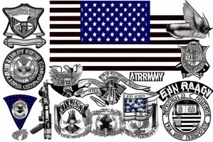 Us Army signal corp with American flag in the back ground tattoo idea