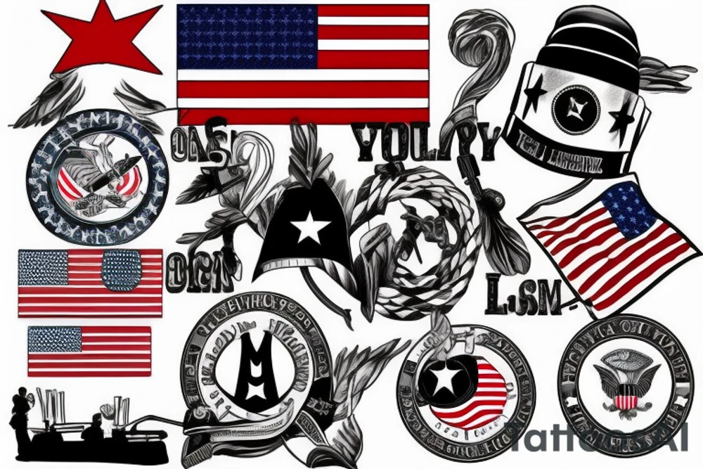 Us Army signal corp with American flag in the back ground tattoo idea