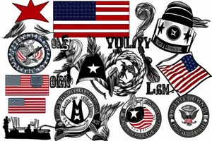 Us Army signal corp with American flag in the back ground tattoo idea