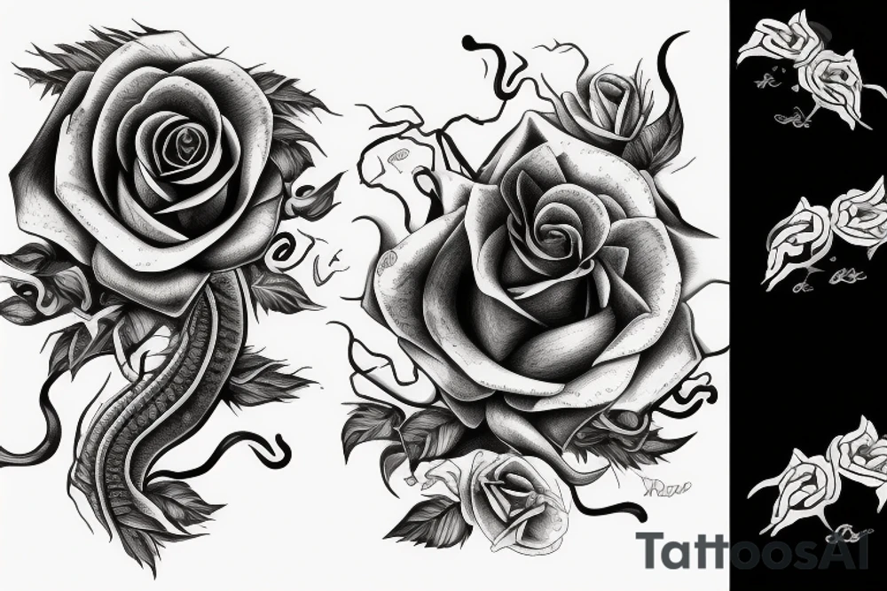 Rose and dragon tattoo idea