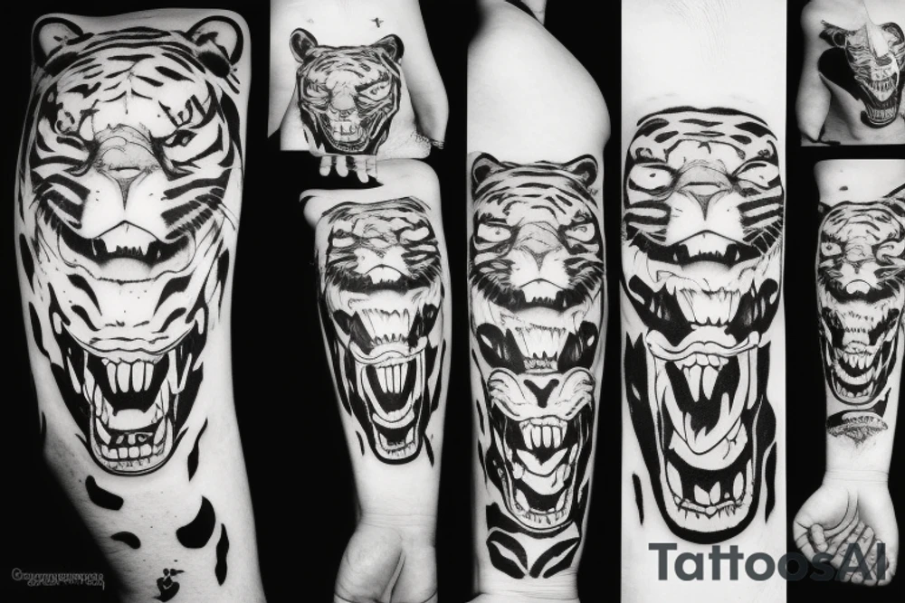 Lower tiger jaw tattoo idea