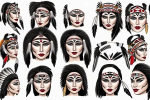 native american lady face tattoo idea