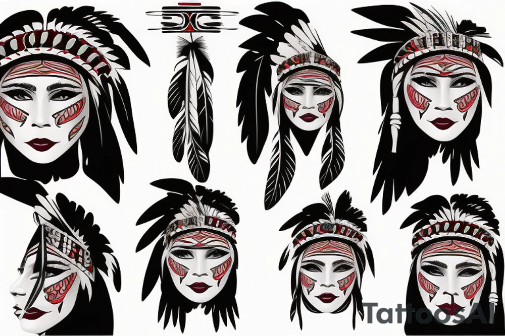 native american lady face tattoo idea