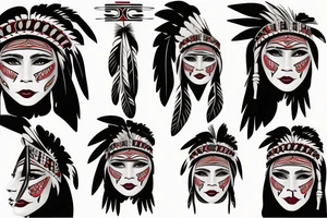 native american lady face tattoo idea