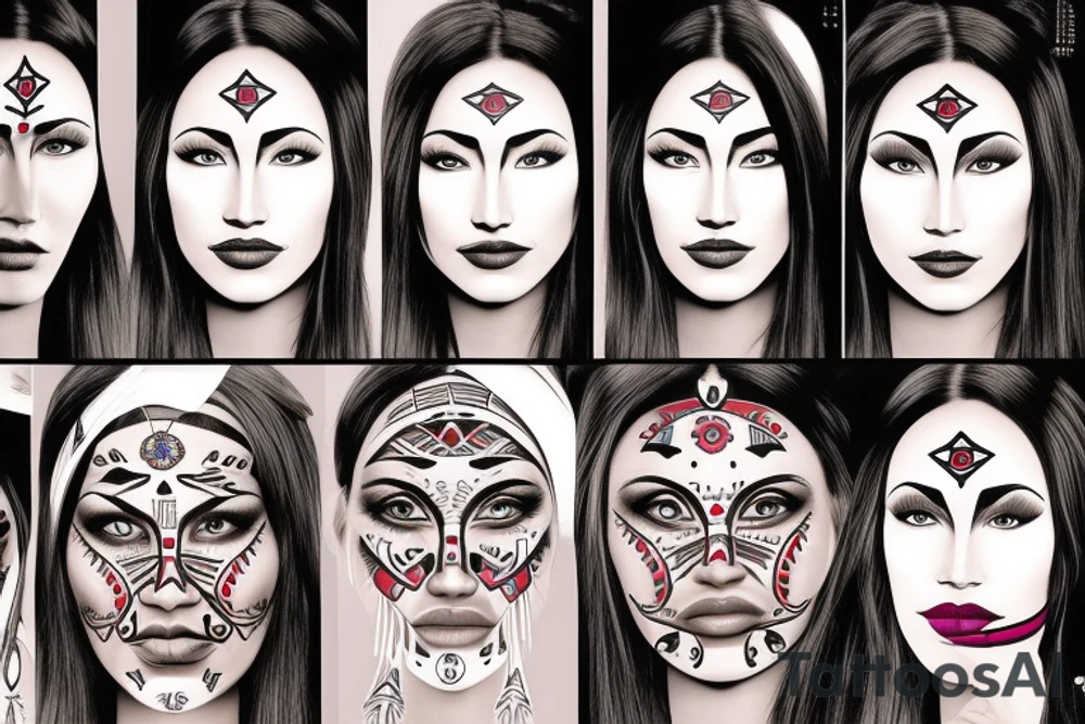 native american lady face tattoo idea