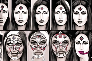 native american lady face tattoo idea