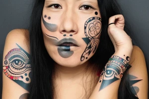 native american lady face tattoo idea