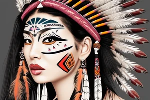native american lady face tattoo idea