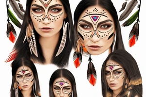 native american lady face tattoo idea