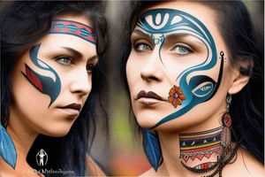 native american lady face tattoo idea