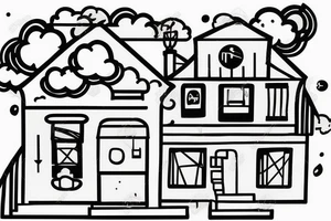 house with stairs on a cloud tattoo idea