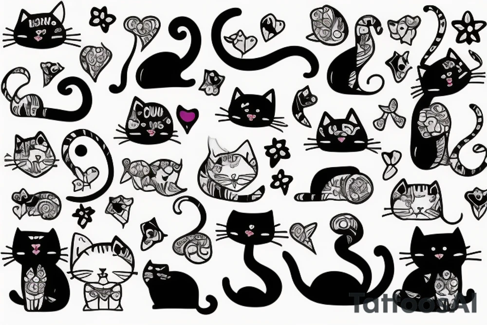 cute cat tattoo idea