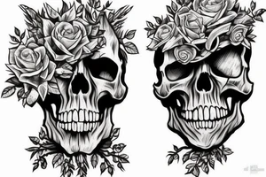 Skull overgrown trees Forrest gears 
engine tattoo idea