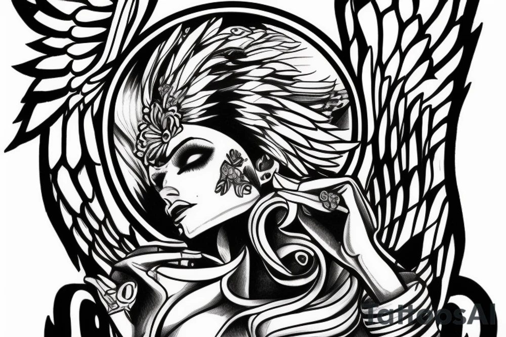 techno angel sidewars view tattoo idea