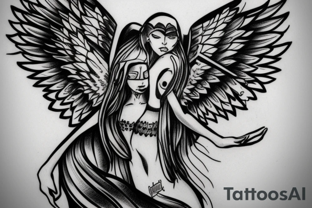 techno angel sidewars view tattoo idea