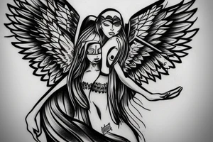 techno angel sidewars view tattoo idea