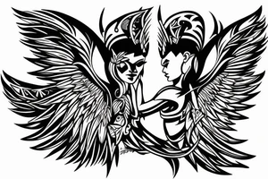 masculine techno angel sidewars view tattoo idea