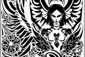 masculine techno angel sideways tattoo idea