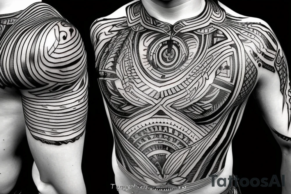 male techno angel design sideways tattoo idea