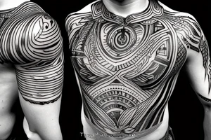 male techno angel design sideways tattoo idea