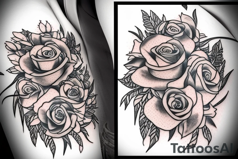 Arm Tattoo, flowering plant with the Initials 'A' & 'B' as the roots and the Initials 'C', 'M', & 'T' as the flowers tattoo idea