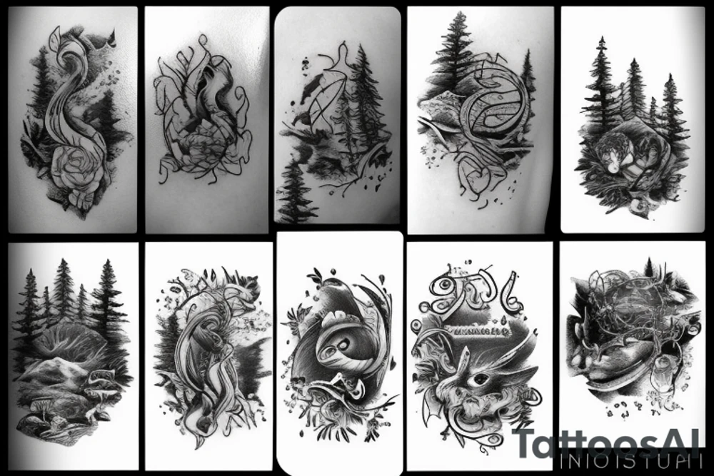 River in the forest tattoo idea