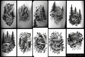 River in the forest tattoo idea